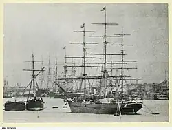 The clipper 'Yatala', 1127 tons, at Port Adelaide circa 1870.