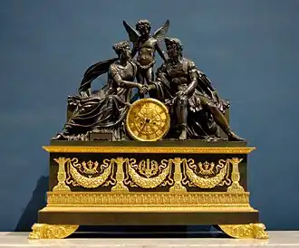 Clock with Mars and Venus; by Pierre-Philippe Thomire; circa 1810; gilded bronze and patina; height: 90 cm; Louvre