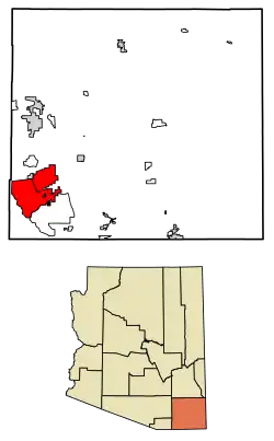 Location of Sierra Vista in Cochise County, Arizona