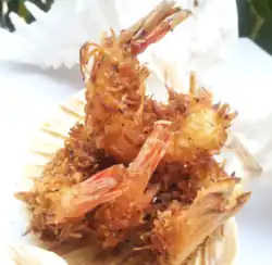 Coconut beer-battered shrimp
