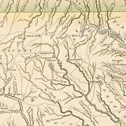 A map showing the general layout of rivers, homes, and settlements in Bute County, North Carolina