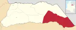 Location of the municipality and town of Cravo Norte in the Arauca Department of Colombia