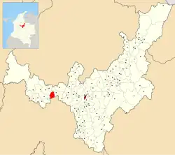 Location of the municipality and town of Caldas, Boyacá in the Boyacá Department of Colombia.