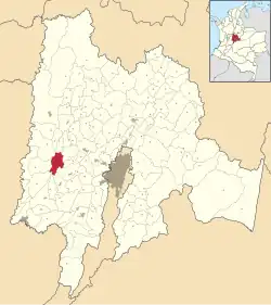 Location of the municipality and town inside Cundinamarca Department of Colombia