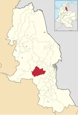 Location of the municipality and town of Salazar de las Palmas in the Norte de Santander Department of Colombia.