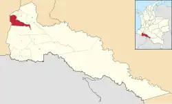 Location of the municipality and town of Santiago, Putumayo in the Putumayo Department of Colombia.