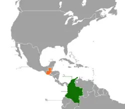 Map indicating locations of Colombia and Guatemala
