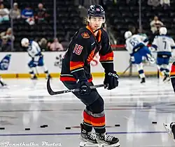 Kole Lind skating during warm-ups