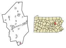 Location of Centralia in Columbia County, Pennsylvania