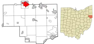 Location of Salem in Columbiana County, Ohio.