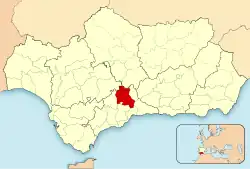 Location of Comarca de Antequera in Andalusia, Spain