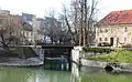 Confluence of the Gradaščica with the Ljubljanica River at the Jek Bridge