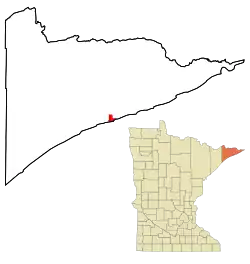 Location of the city of Grand Marais within Cook County, Minnesota