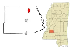 Location of Crystal Springs, Mississippi