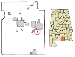 Location of Onycha in Covington County, Alabama.
