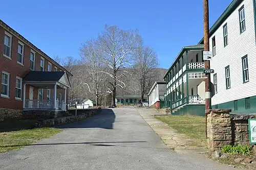 Buildings in the western section of the complex