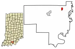 Location of Marengo in Crawford County, Indiana.