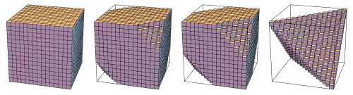 Cube, tetrahedron, and two intermediate solids