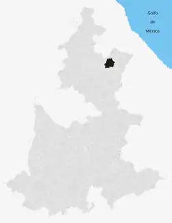 Location of the municipality in Puebla