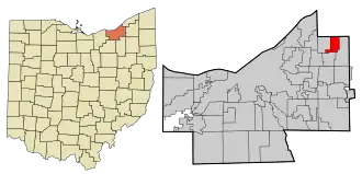 Location in Cuyahoga County and the state of Ohio