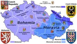 map showing Bohemia, Moravia and Silesia