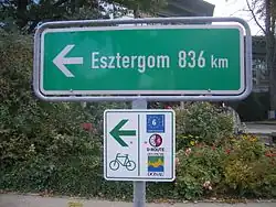 Route sign in Ehingen, Germany.