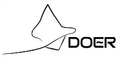 The DOER logo includes the acronym in large capital letters above a horizontal bar, below which the acronym is spelled out as "Deep Ocean Exploration and Research". A stingray is the final element of the logo, shown in an overhead view with its right "wingtip" protruding through the "D" in "DOER".