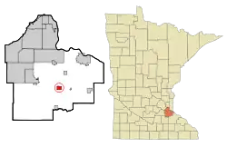 Location of the city of Hampton within Dakota County, Minnesota