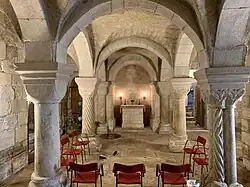 A view of the interior of the crypt of the church