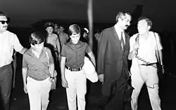 Passengers from the hijacked TWA plane arrive at Lod.