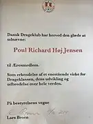 Certificate of the Danish Dragon Club