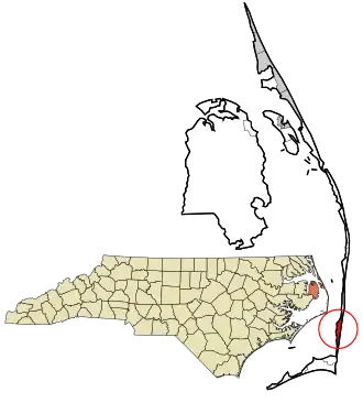 Location in Dare County and the state of North Carolina