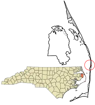 Location in Dare County and the state of North Carolina.