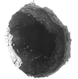 Closeup of pit northwest of Ascraeus Mons. Contrast has been stretched to reveal interior features.