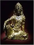 Seated Avalokiteshvara, 14th century. Gilt bronze, h. 38.5&nbsp;cm. National Museum of Korea.