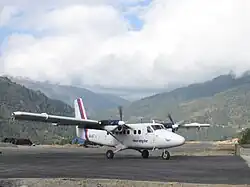 De Havilland Canada DHC-6-300 Twin Otter 9N-ABT landing at Phaplu Airport