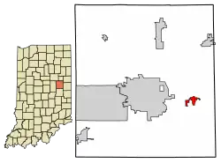 Location of Selma in Delaware County, Indiana.