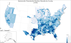 Map of Democratic presidential election results by county