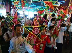 Star-shaped lanterns of tết Trung Thu.