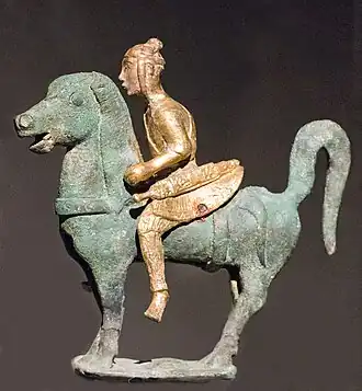 Dian horserider, from a bronze cowry container