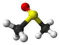 Stereo structural formula of dimethyl sulfoxide with an explicit electron pair and assorted dimensions