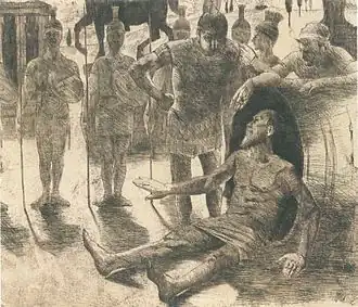 Diogenes and Alexander (1894), by Lovis Corinth, Grafische Sammlung Albertina, Vienna