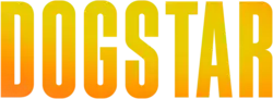 DOGSTAR in capital letters, colored with a orange and yellow gradient