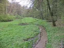 Drama river meandering through Repecki Park
