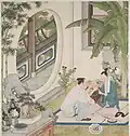 Woman wearing beizi, Domestic Scene from an Opulent Household, Qianlong period.