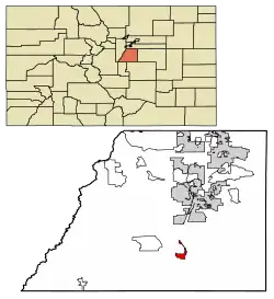 Location of Larkspur in Douglas County, Colorado.