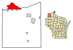Location of the city of Superior in Douglas County, Wisconsin