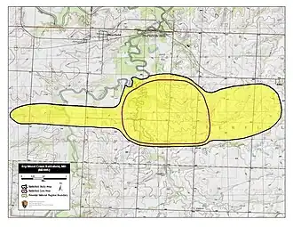 Map of Dry Wood Creek Battlefield core and study areas by the American Battlefield Protection Program