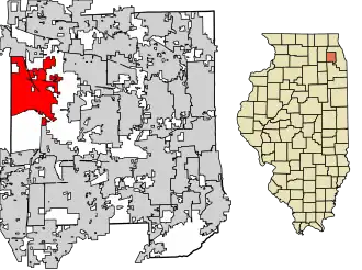 Location of West Chicago in DuPage County, Illinois.
