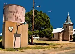 Water tower and church